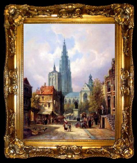 framed  unknow artist European city landscape, street landsacpe, construction, frontstore, building and architecture.069, ta009-2